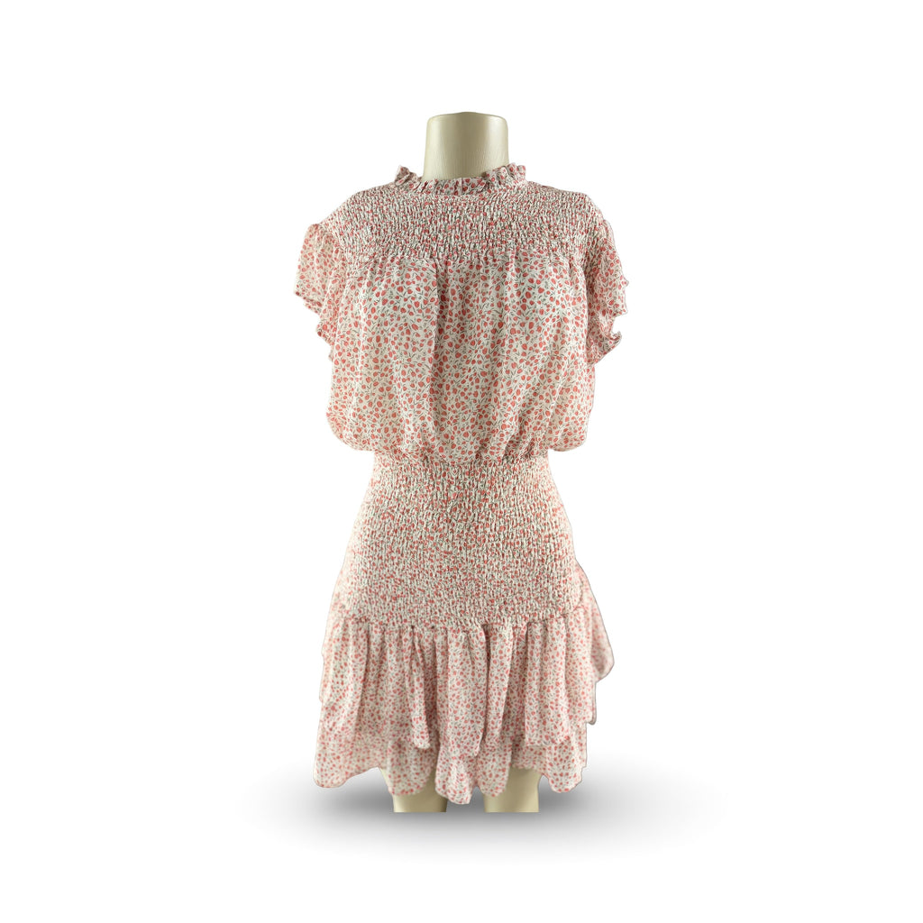 Timing Floral Smocked Dress — Pink, on a white background