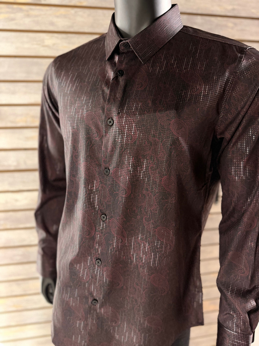 Platini Stretch Foil Western Shirt — Black, angle view