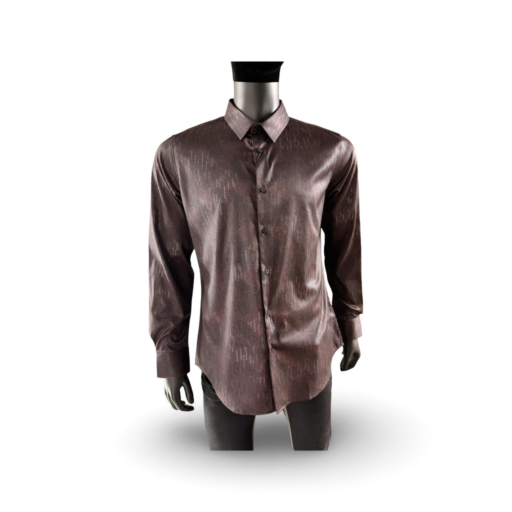Platini Stretch Foil Western Shirt — Black, on a white background