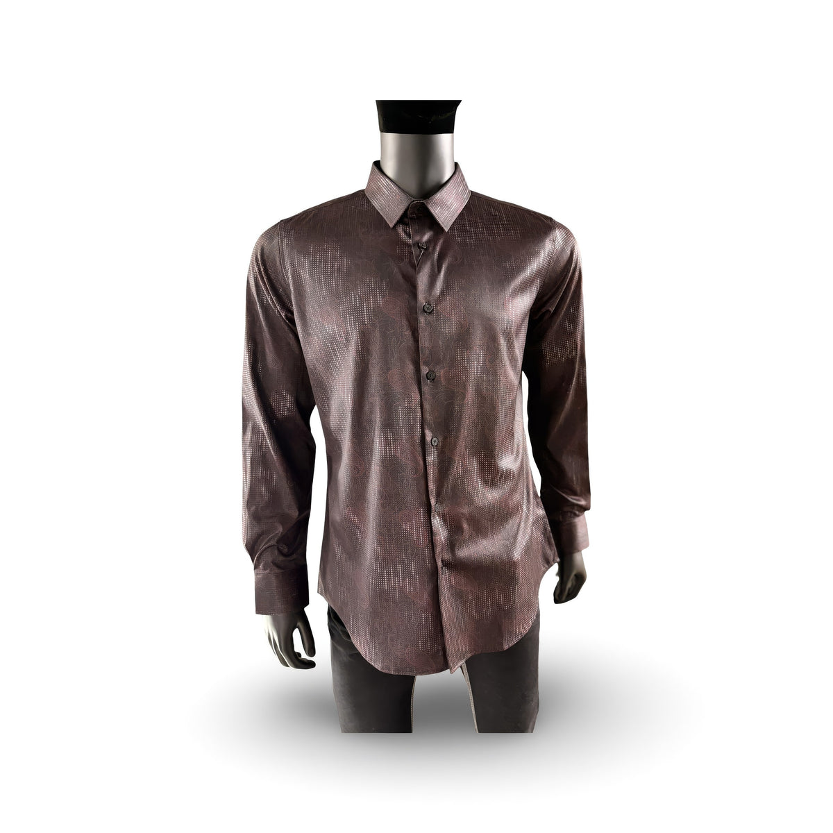 Platini Stretch Foil Western Shirt — Black, on a white background