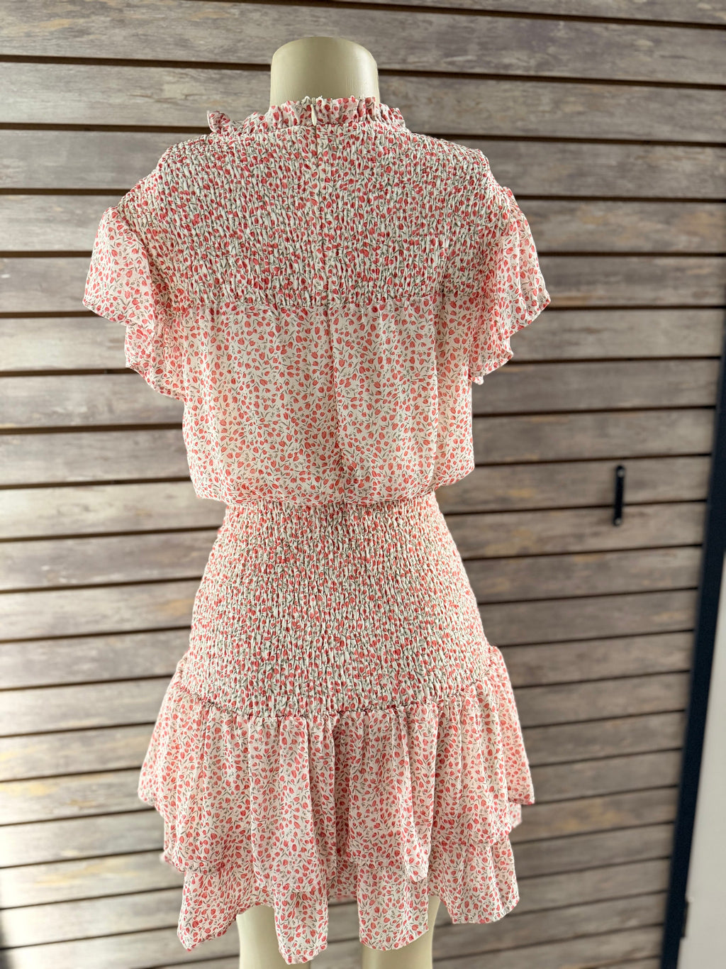 Timing Floral Smocked Dress — Pink, angle view