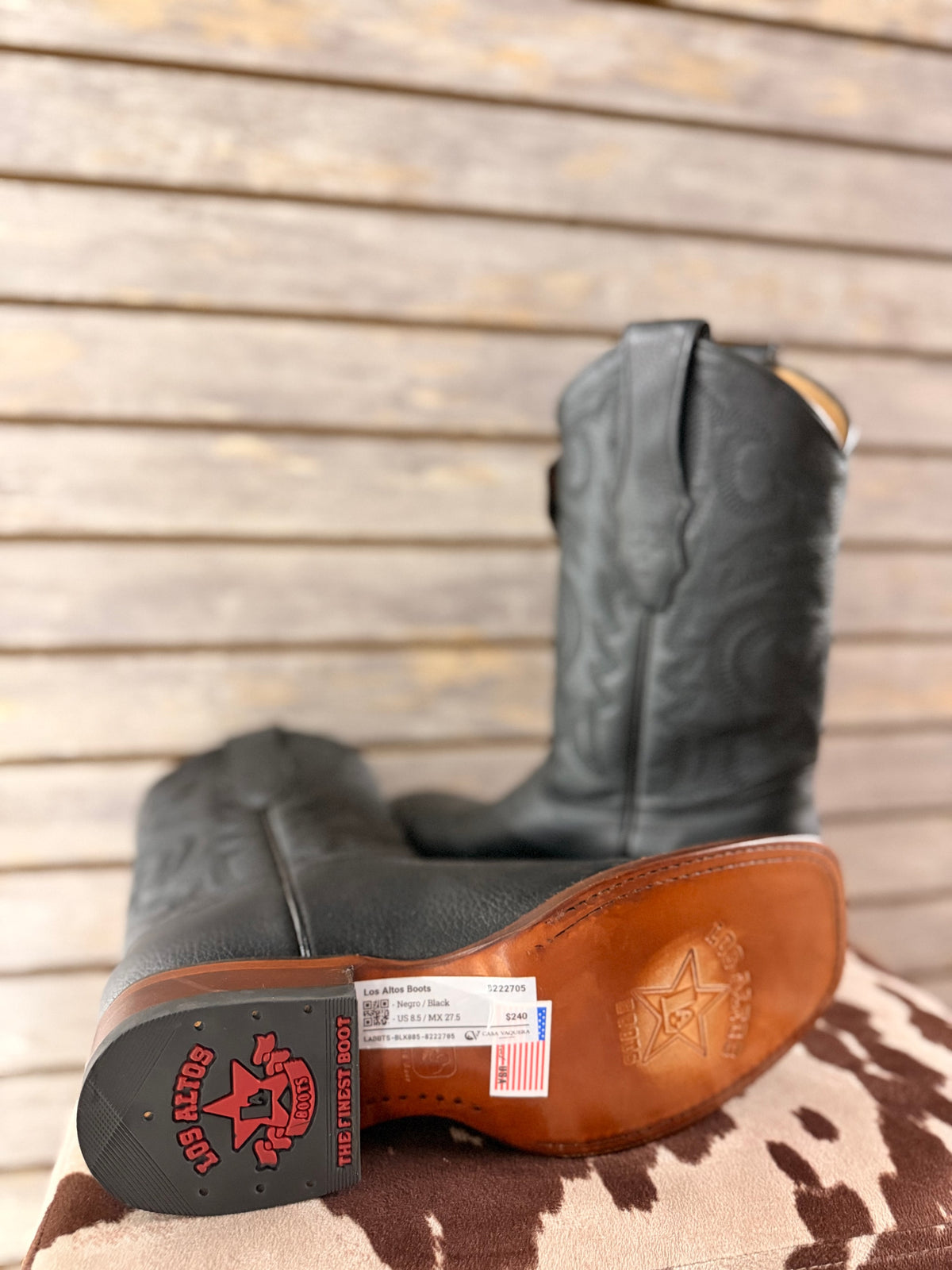 Los Altos Boots Men’s Rodeo Boot — Black, detail view