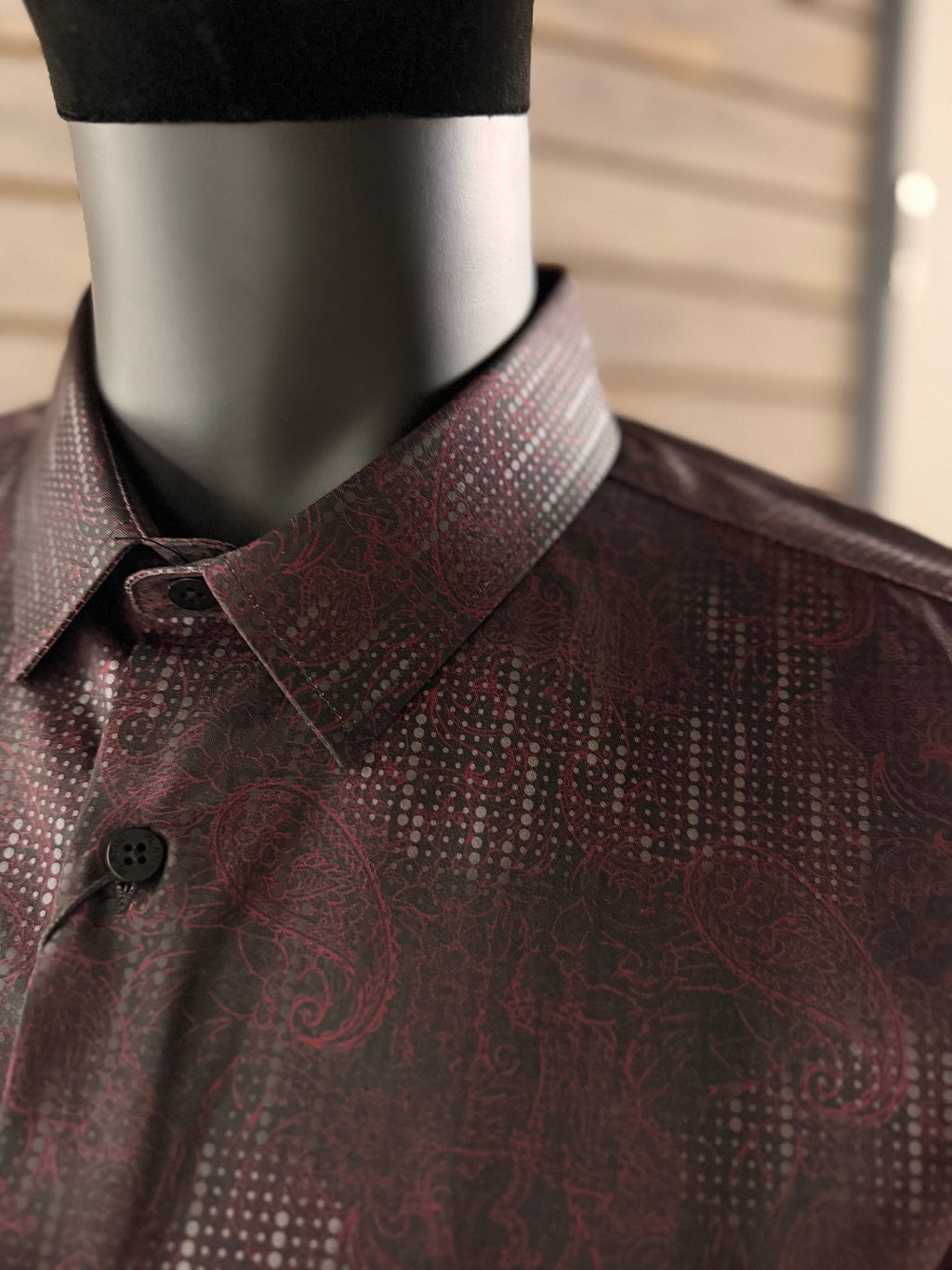 Platini Stretch Foil Western Shirt — Black, detail view